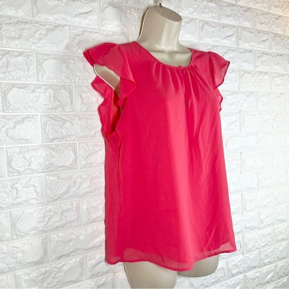 J. Crew flutter sleeve keyhole top in guava - Picture 7 of 9
